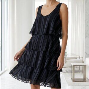 NEW $178 TEMPO PARIS made in Italy tiered navy mini dress S